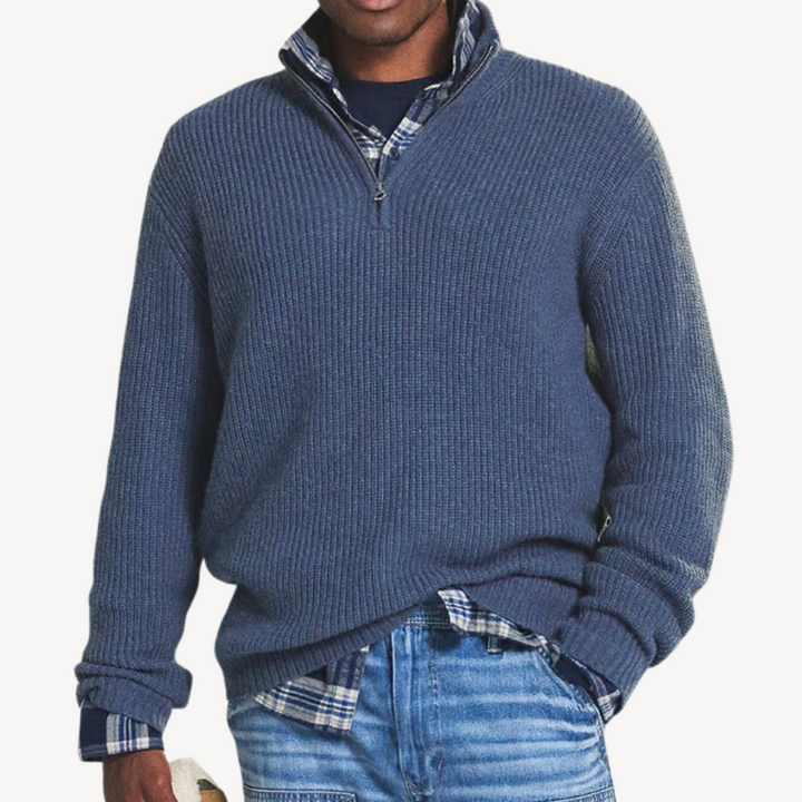 Men’s Half-Zip Cotton Sweater | Loravelle
