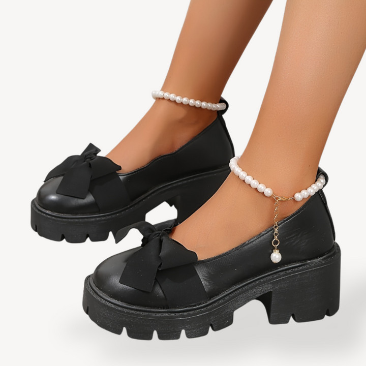Women's Orthopedic Faux Leather Platform Bow Pumps | Loravelle
