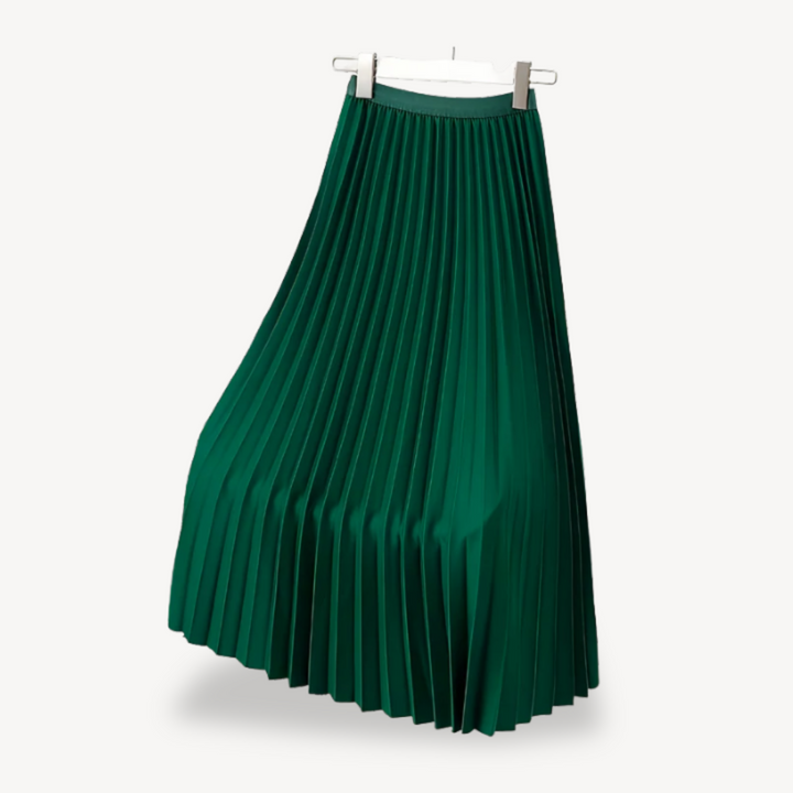 Satin Pleated Midi Skirt for Women | Loravelle
