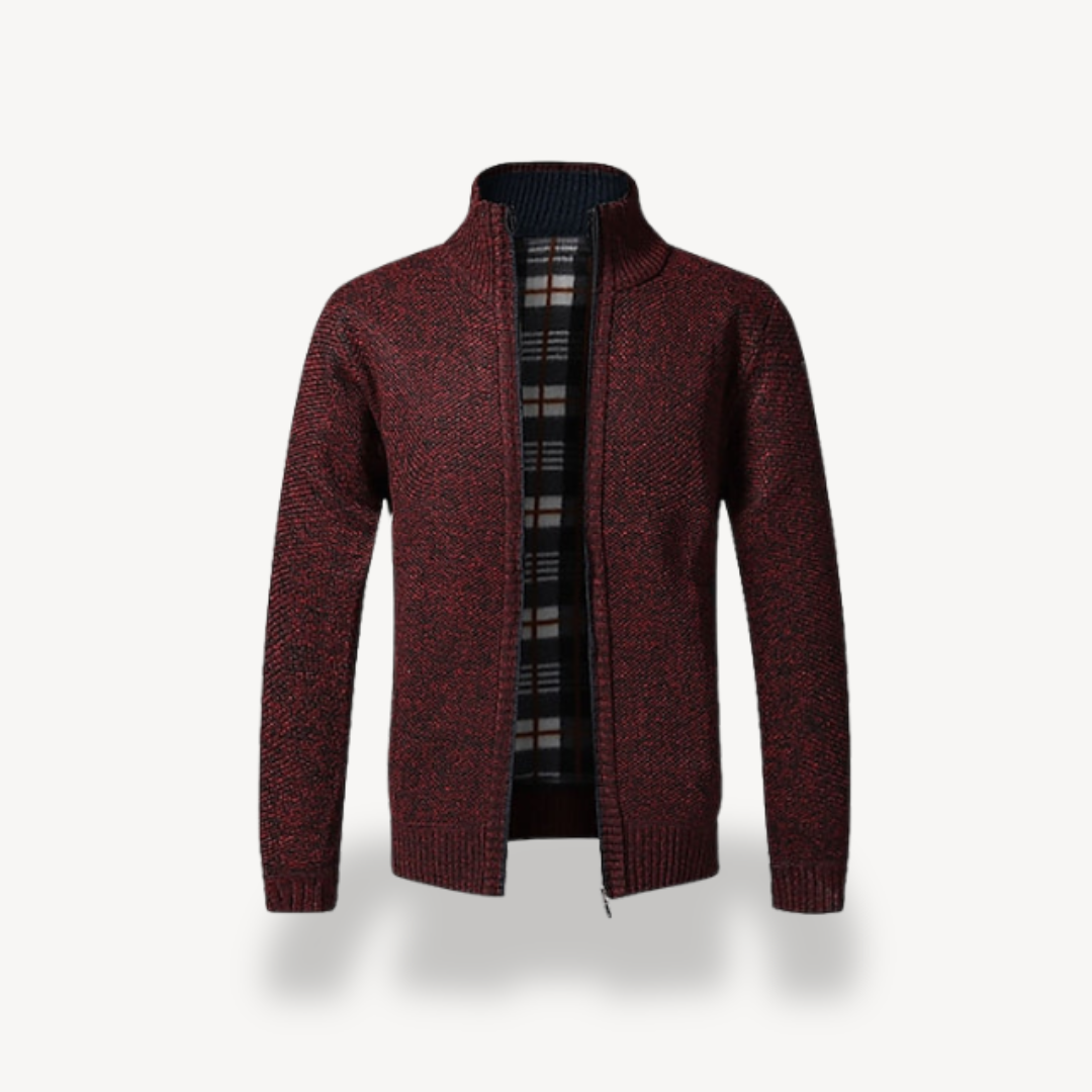Men's Knitted Fleece Lined Zip Cardigan Sweater | Loravelle