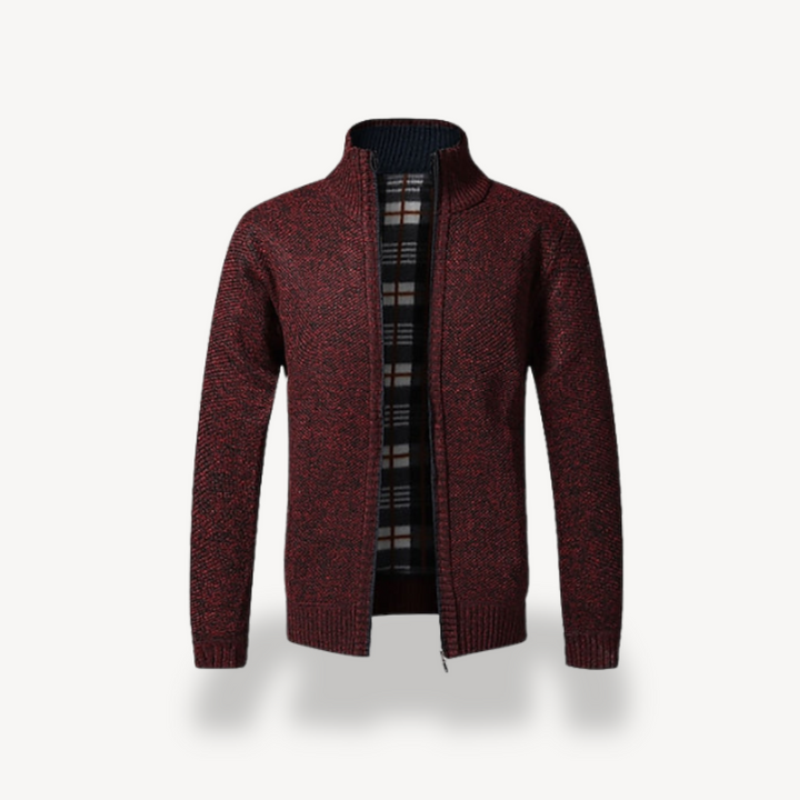 Men's Knitted Fleece Lined Zip Cardigan Sweater | Loravelle