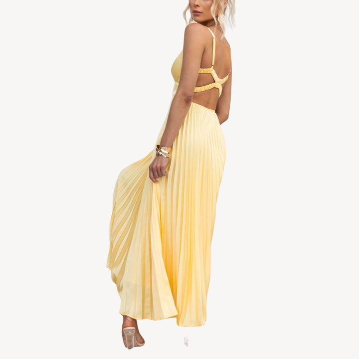 Women's Pleated Chiffon Midi Dress | Loravelle