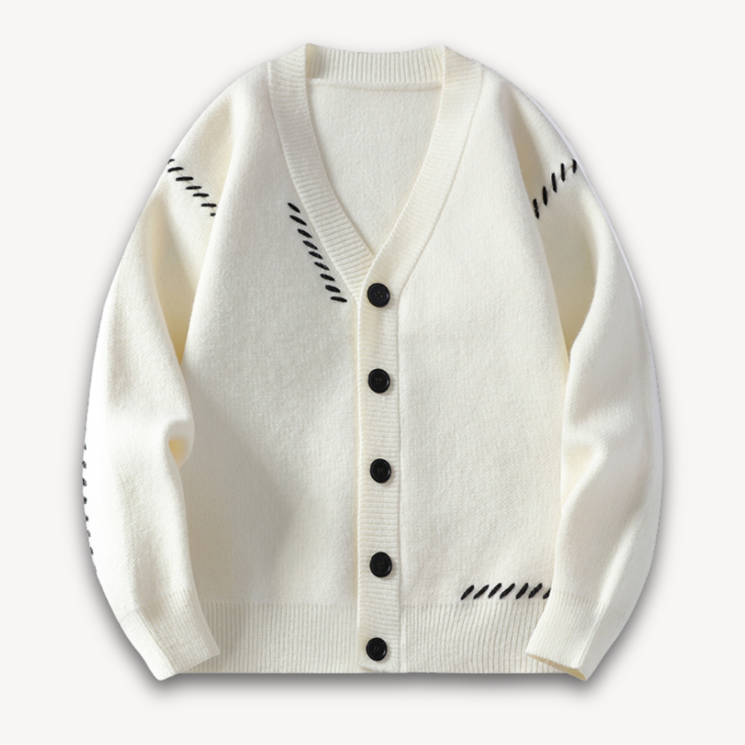 Loravelle | Men's Knitted Cardigan Sweater - Button-Up, Soft Wool Blend, Casual Winter Wear