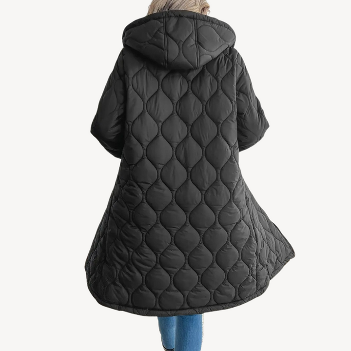 Women's Black Quilted Hooded Puffer Coat | Loravelle