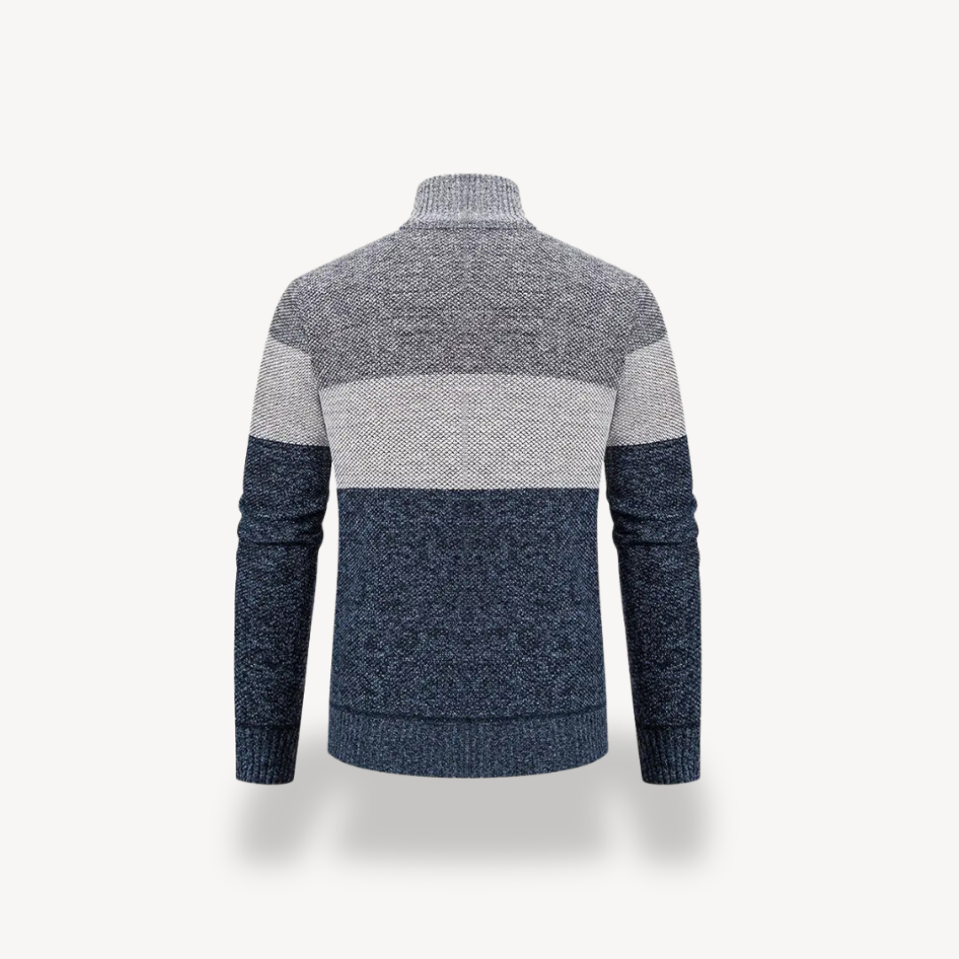 Men's Color Block Knit Zipper Cardigan Sweater | Loravelle