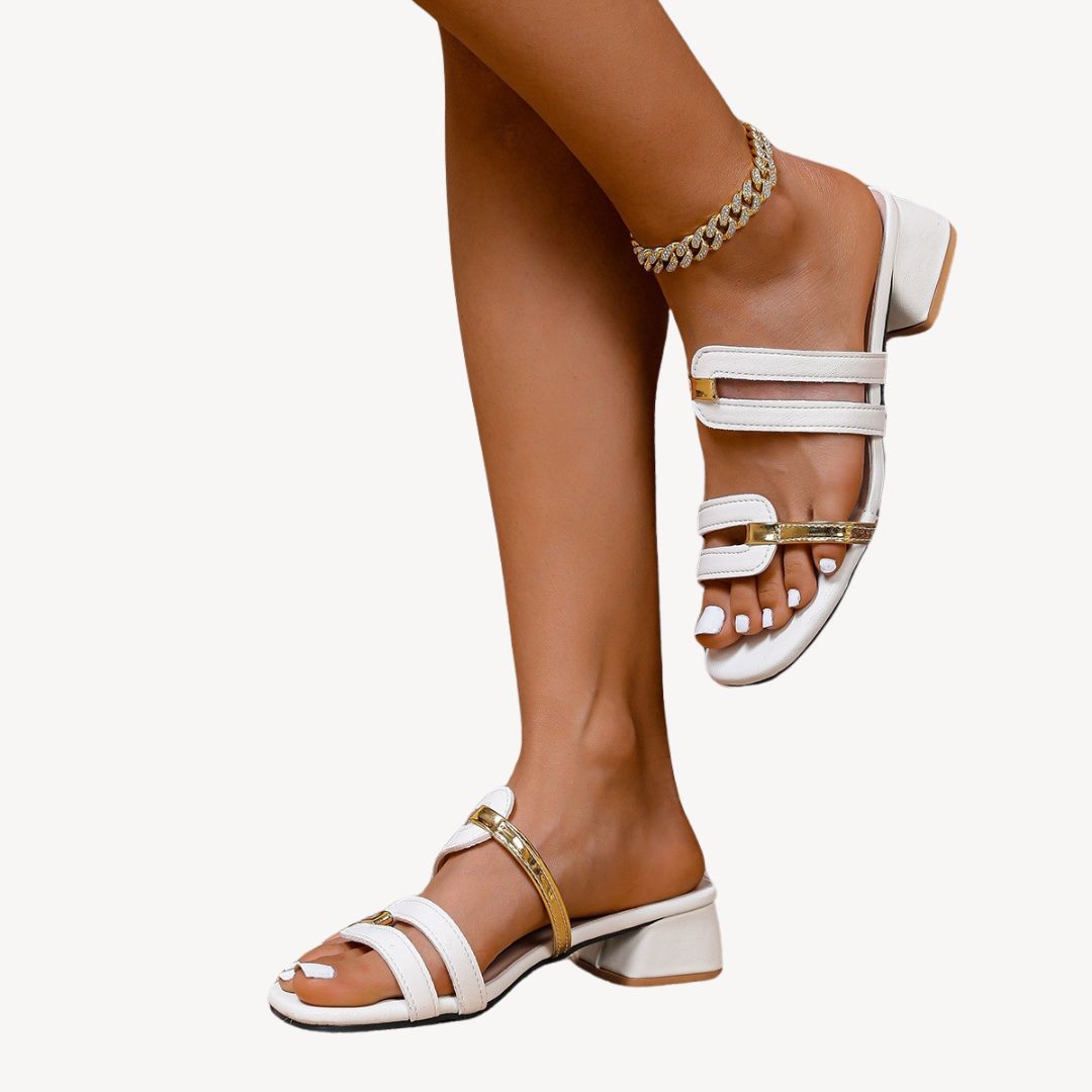 Leather Gold Orthopedic Women's Sandals | Loravelle