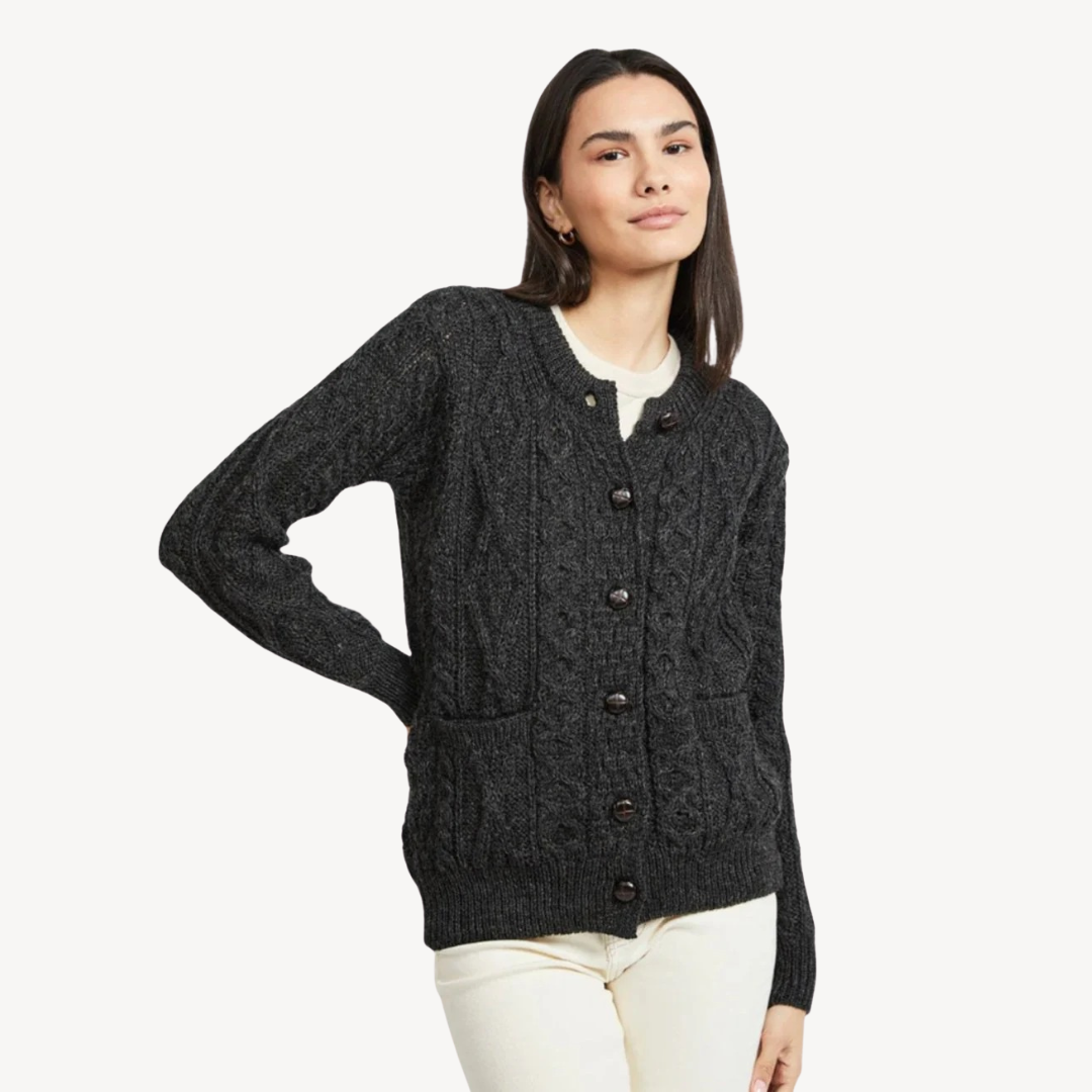 Wool Blend Cable Knit Cardigan for Women | Loravelle