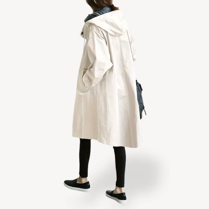 Women's Black Hooded Long Coat | Loravelle