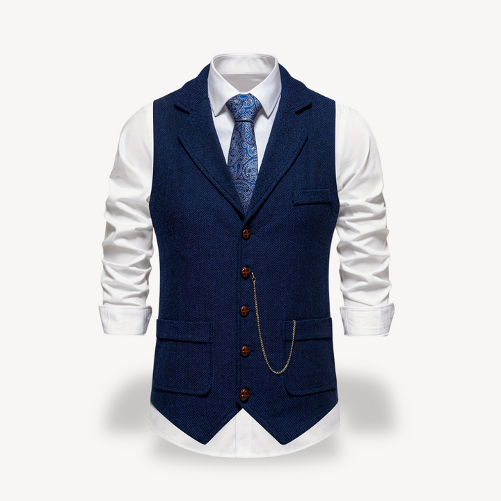 Loravelle Men’s Herringbone Vest with Chain | Loravelle