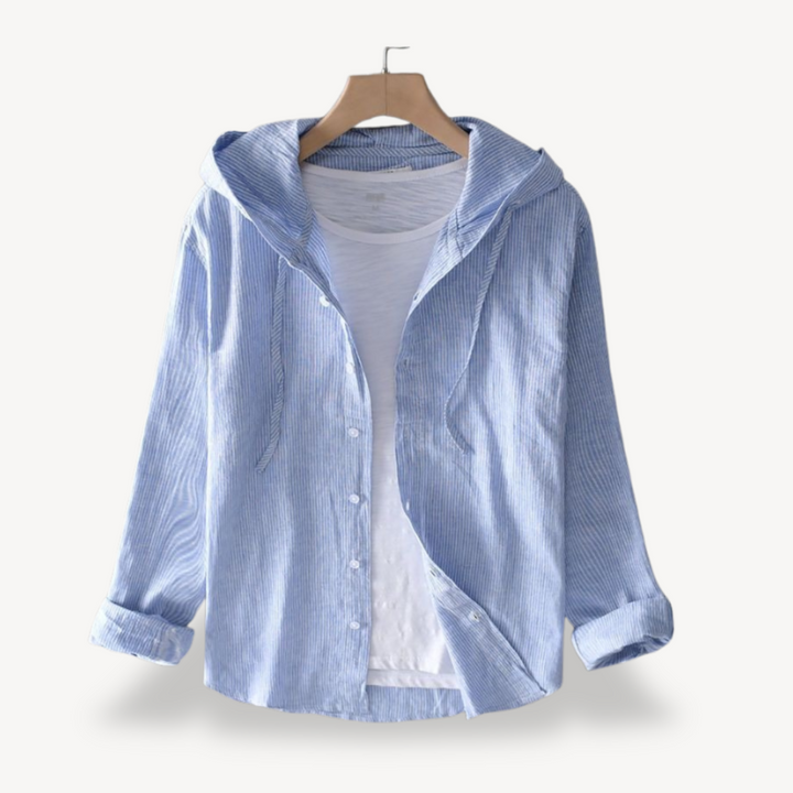 Long Sleeve Hooded Striped Shirt Men | Loravelle