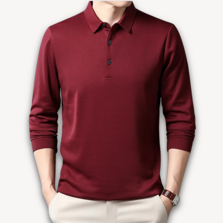 Loravelle | Men's Business Casual Polo T-Shirt - Comfortable Long Sleeve Summer Top