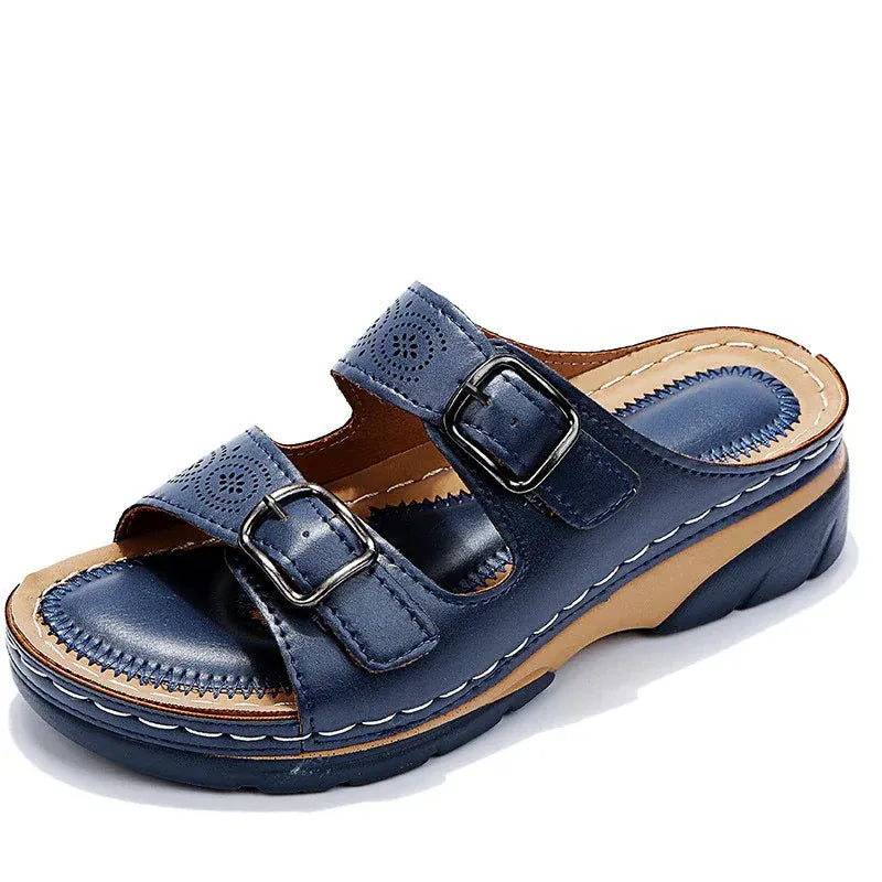 Orthopedic Comfort Buckle Sandals PU Women | Loravelle