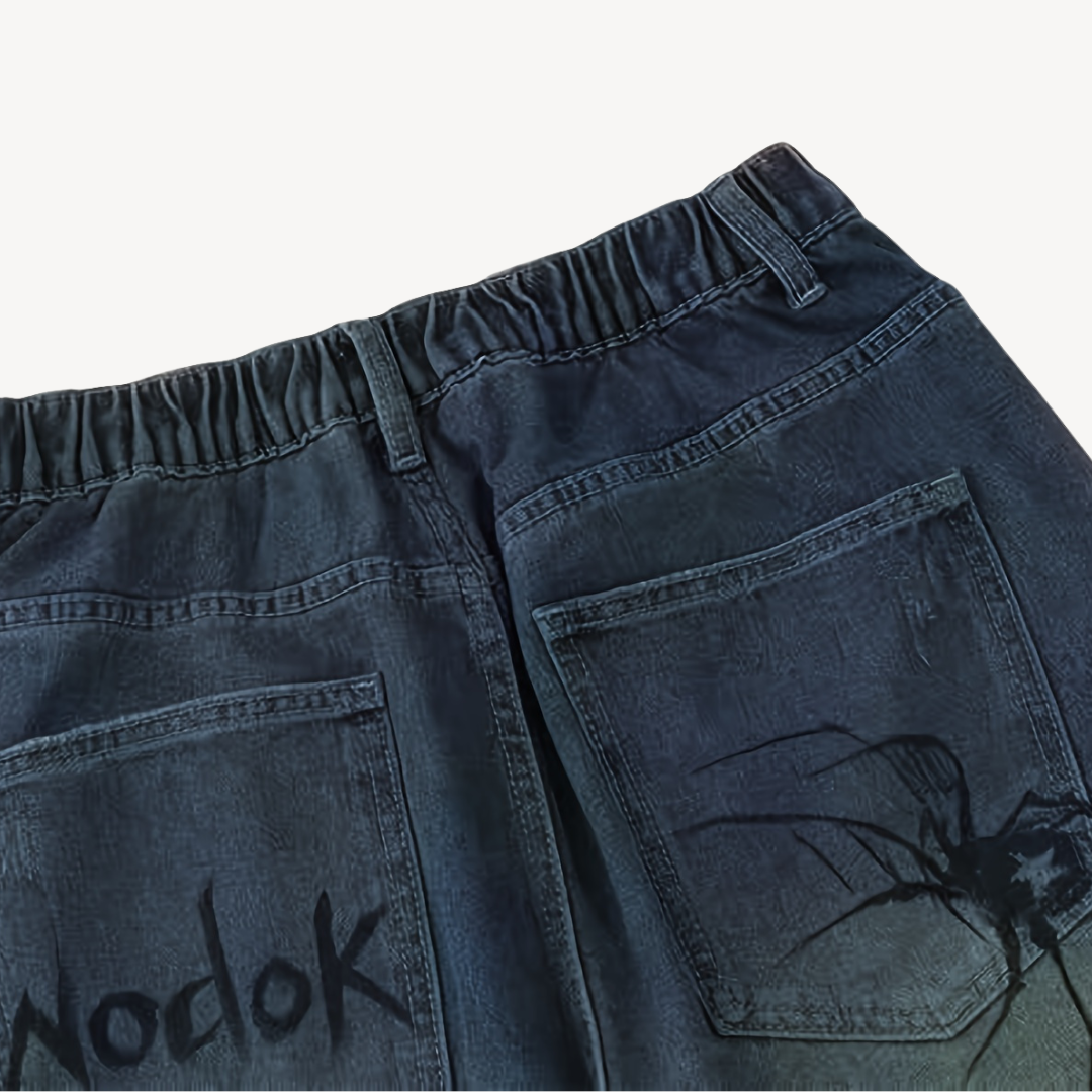 Y2K Spider Web Denim Shorts Women Cotton Streetwear | Loravelle