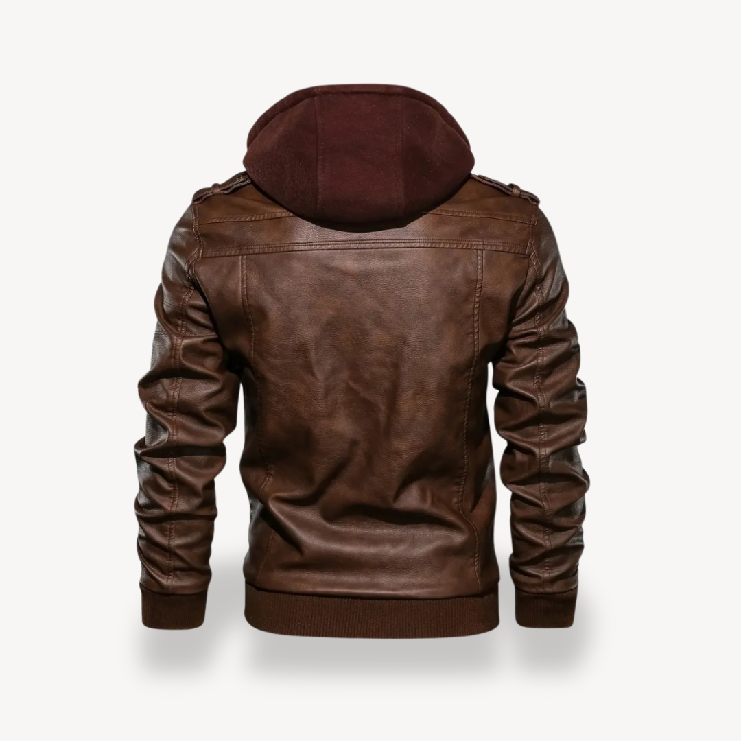 Leather Jacket with Hood for Men | Loravelle