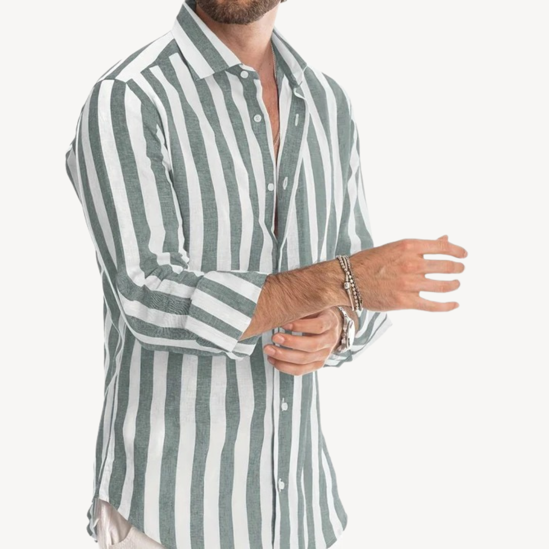 Men's Striped Long Sleeve Shirt | Loravelle
