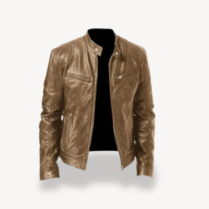 Men's Leather Zip-up Biker Jacket | Loravelle