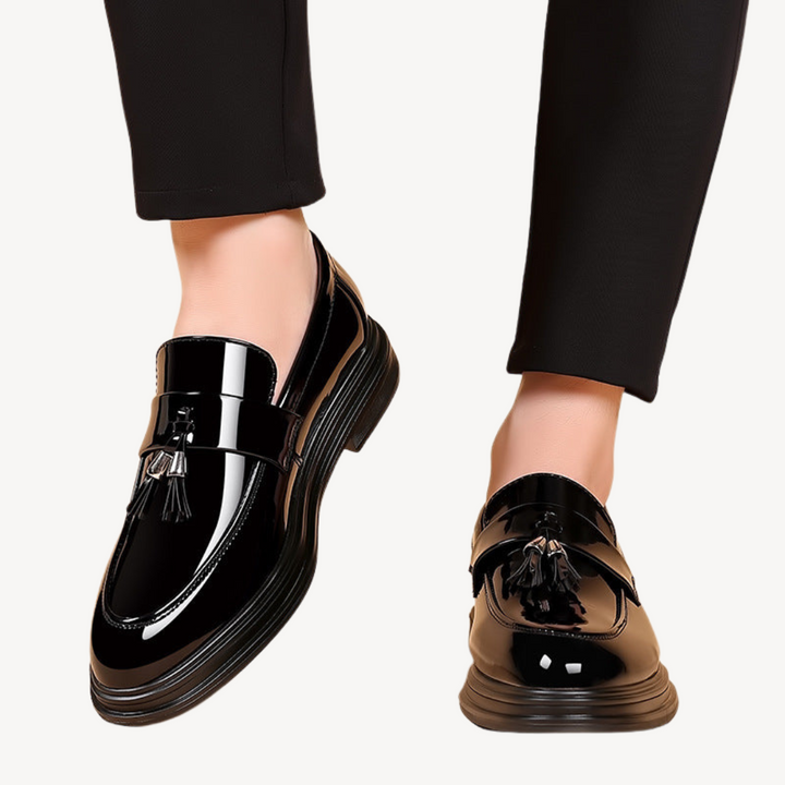Men's Black Orthopedic Tassel Loafers | Loravelle