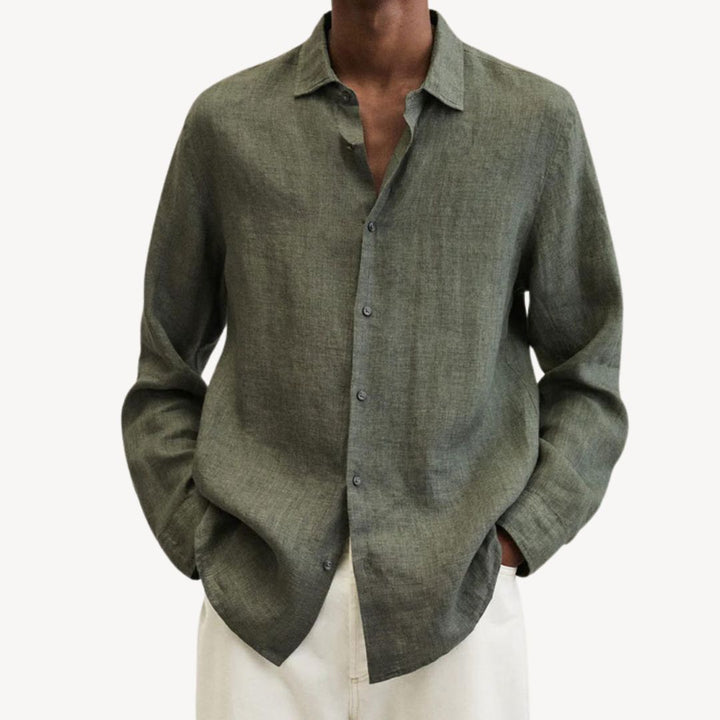 Men's Casual Long Sleeve Linen Shirt | Loravelle