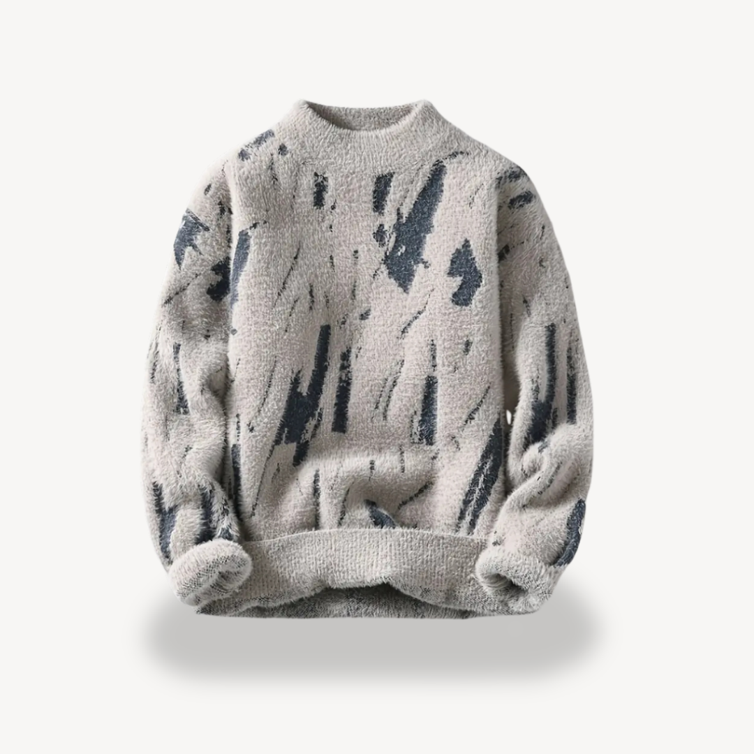 Men's Abstract Fuzzy Knit Sweater | Loravelle