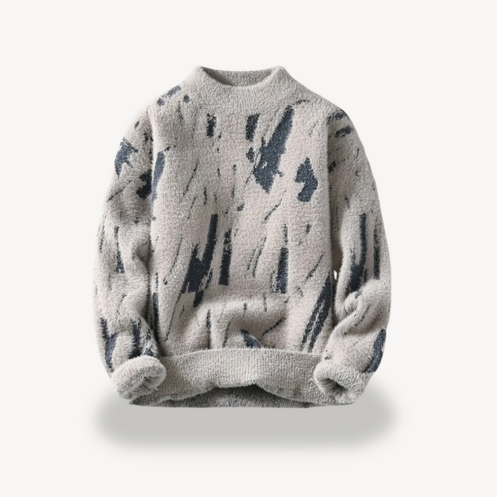 Men's Abstract Fuzzy Knit Sweater | Loravelle