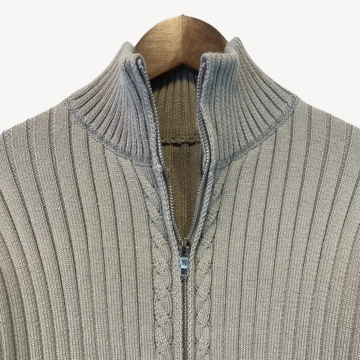 Ribbed Zip-Up Sweater for Men | Loravelle