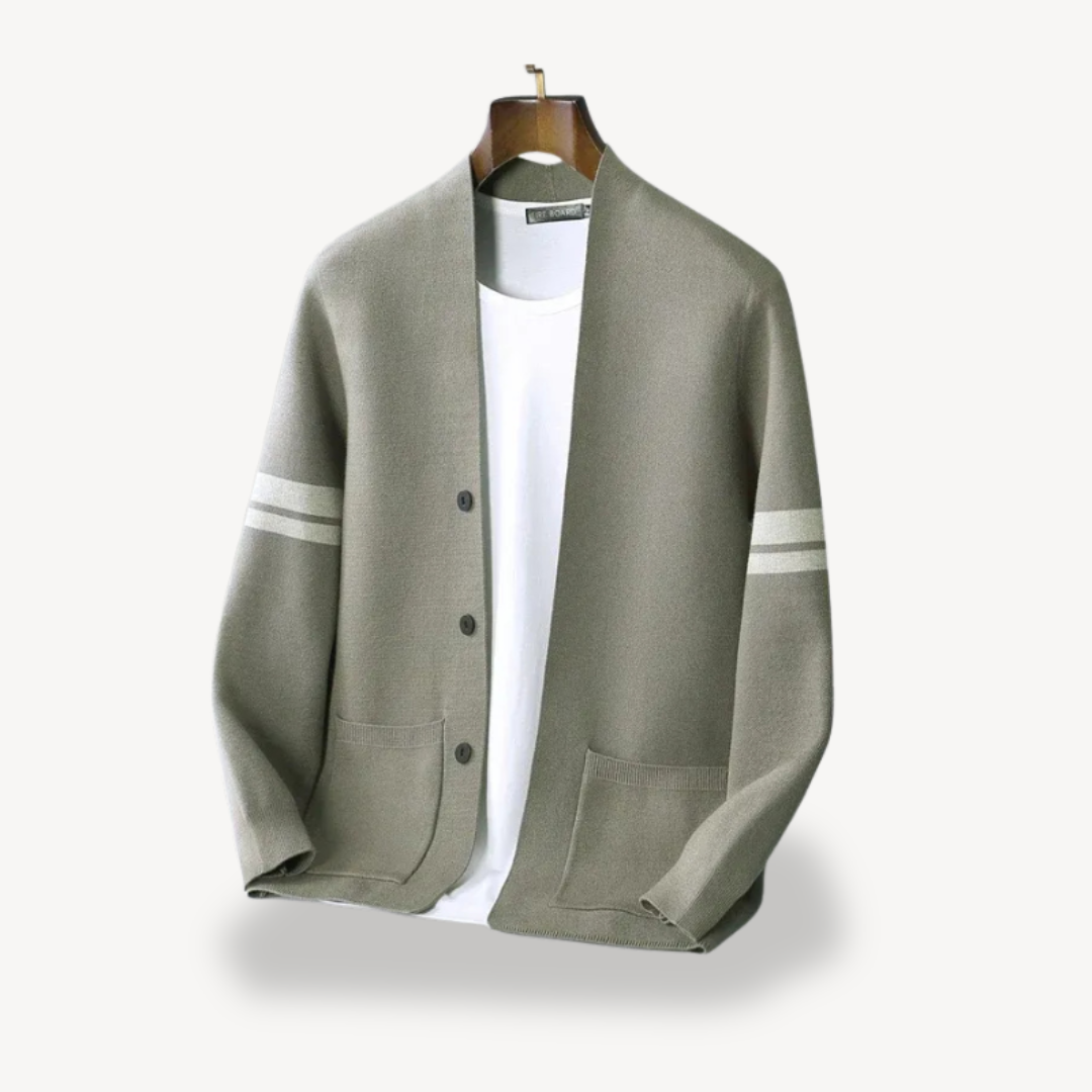 Men's Striped Knit Cardigan | Loravelle