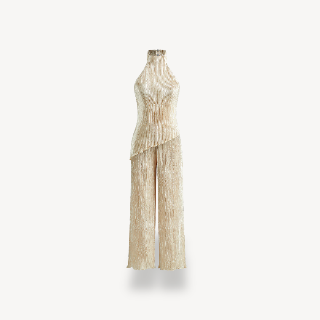 Plissé Jumpsuit with Halter Neck for Women | Loravelle