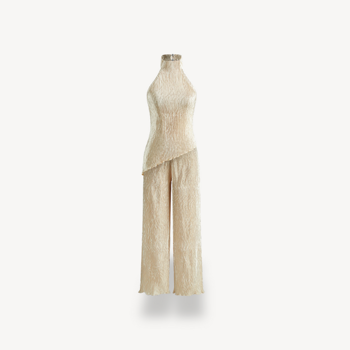 Plissé Jumpsuit with Halter Neck for Women | Loravelle