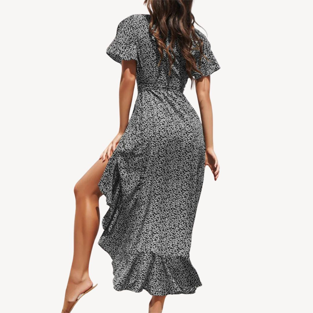 Floral Print Wrap Midi Dress Women | Loravelle