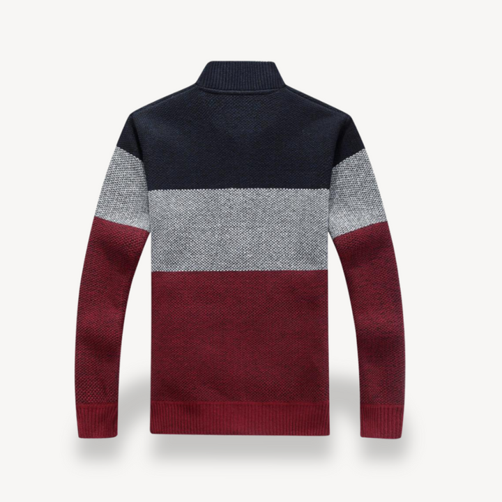 Stand Collar Knitted Zip-Up Jacket Men | Loravelle