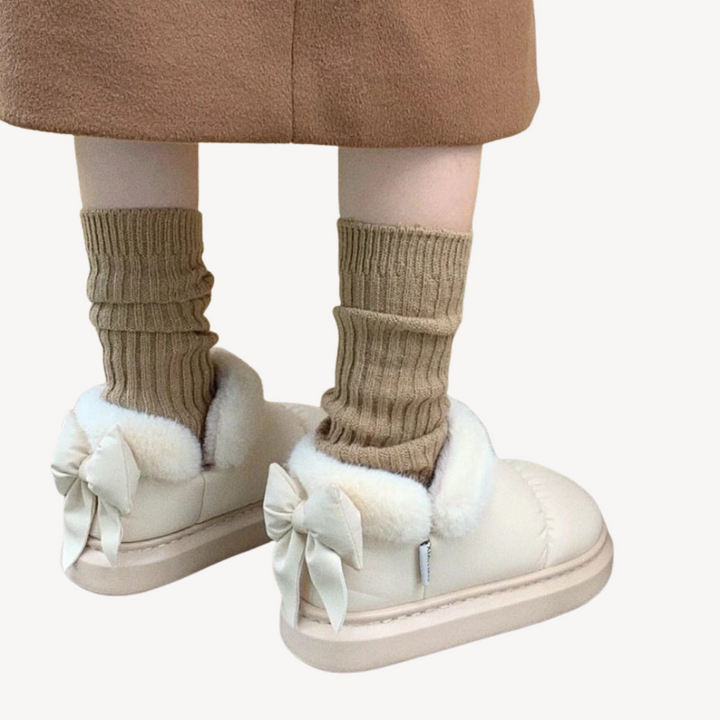 Orthopedic Faux Fur Bow Slippers | Loravelle