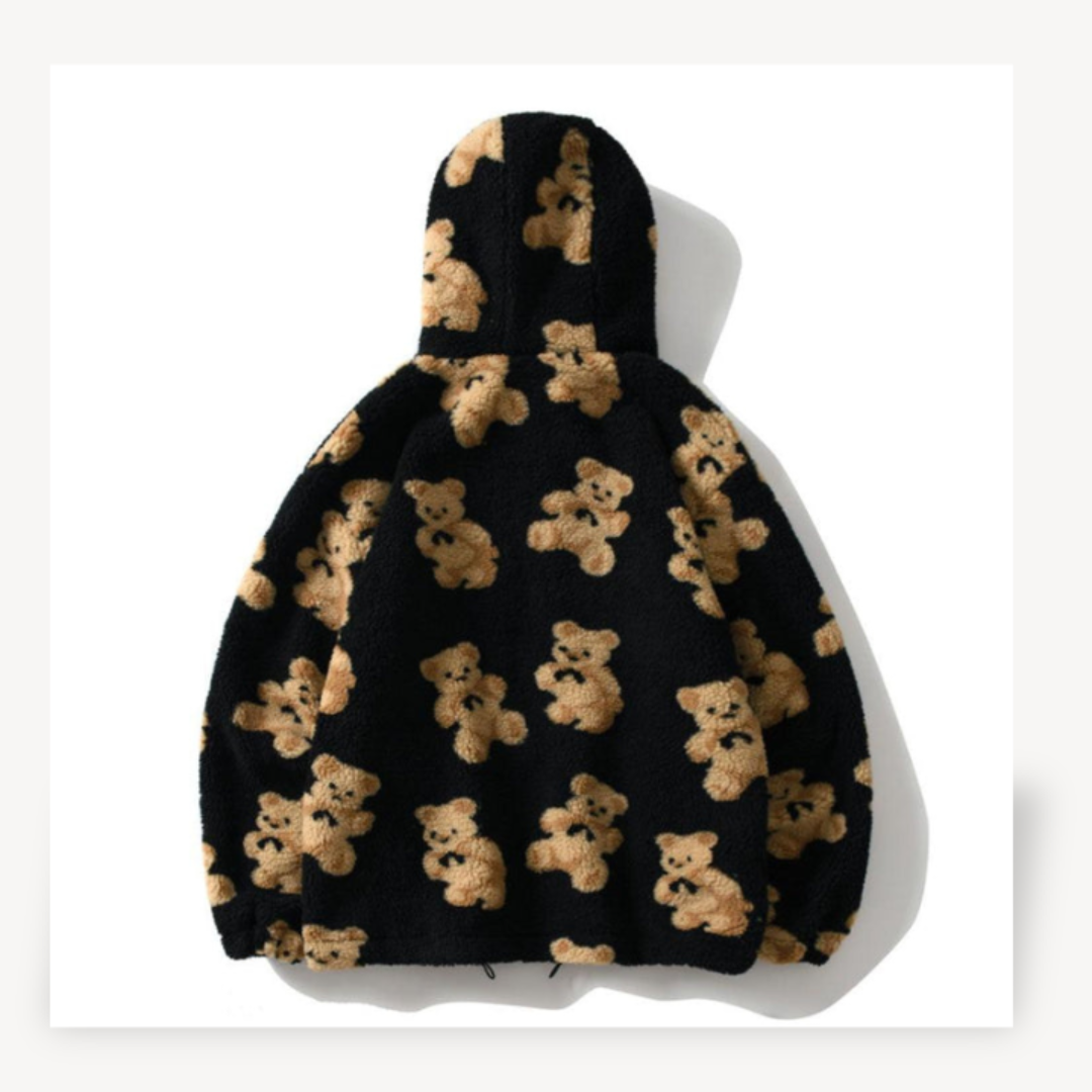 Teddy Bear Pattern Hooded Jacket for Women | Loravelle