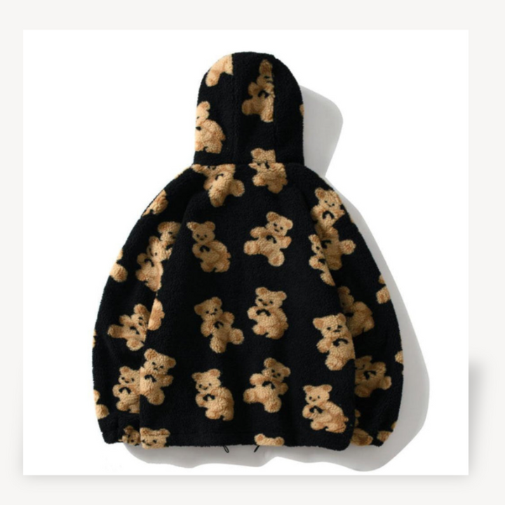 Teddy Bear Pattern Hooded Jacket for Women | Loravelle
