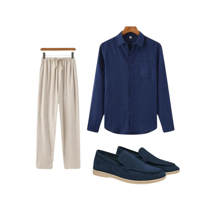 Men's Linen Shirt Outfit Pants Set | Loravelle