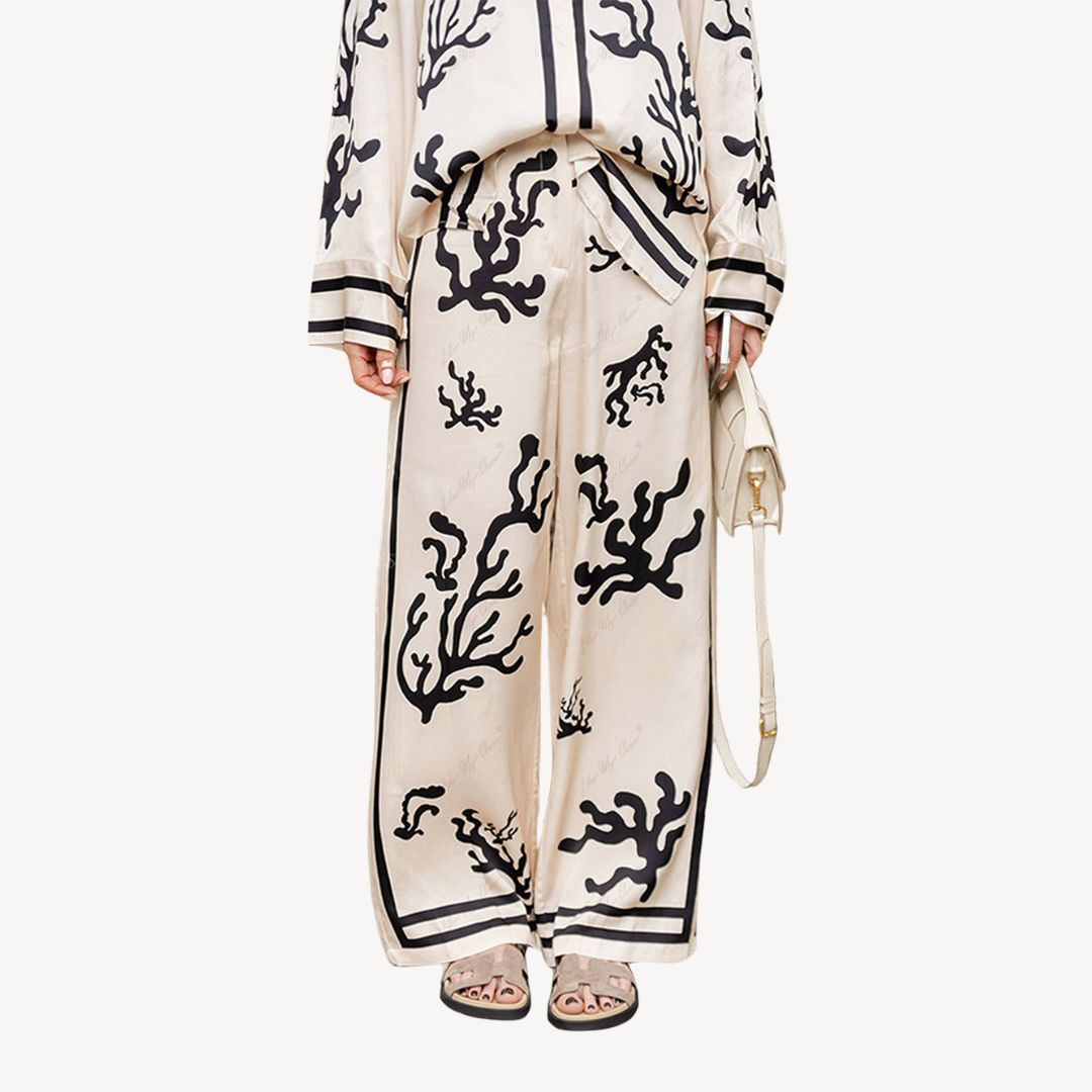 Coral Print Pajama Set Women | Loravelle
