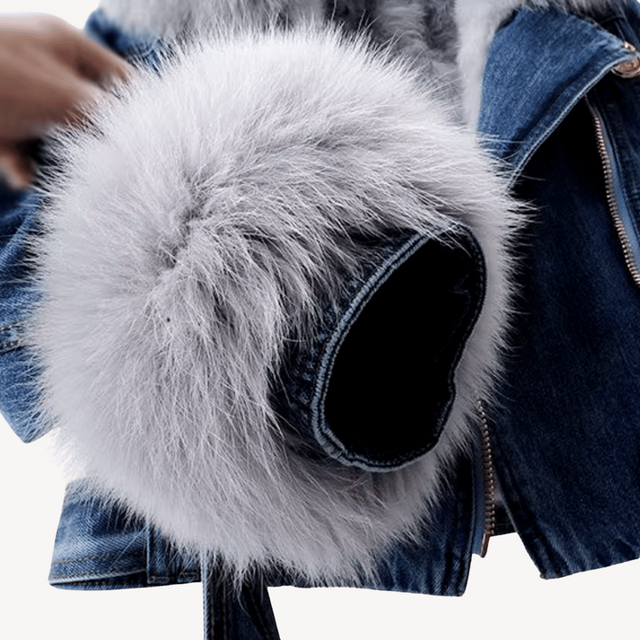 Faux Fur Lined Denim Jacket for Women | Loravelle