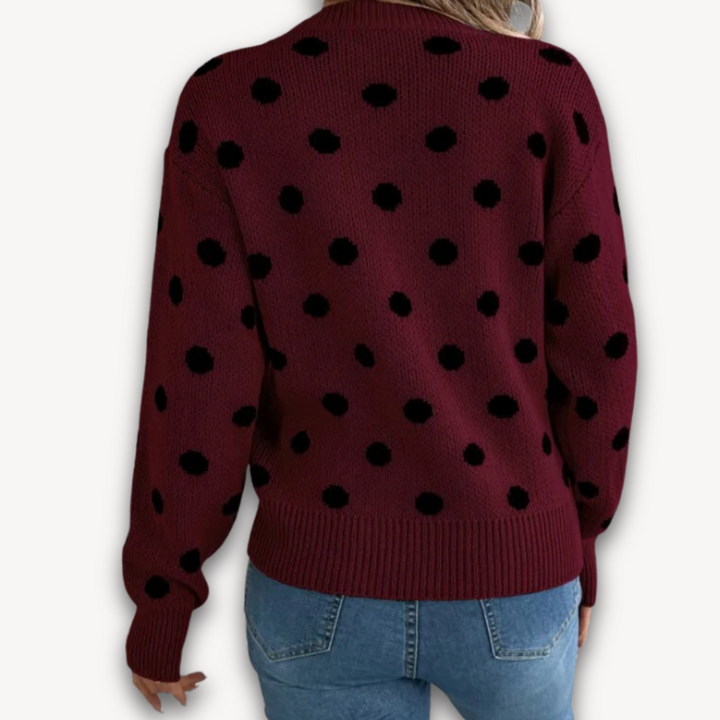 Loravelle | Women's Polka Dot Knit Sweater - Soft Acrylic Blend, Casual and Stylish