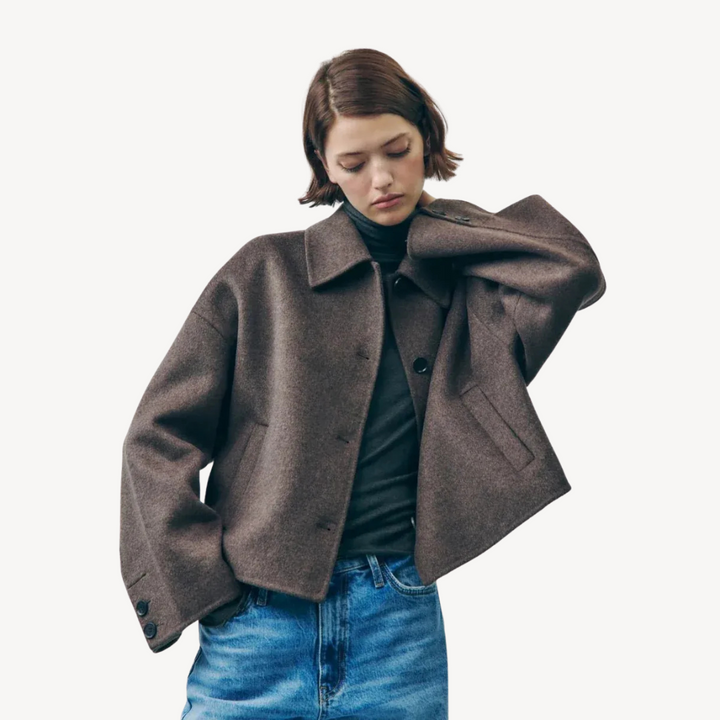 Women's Brown Oversized Short Jacket | Loravelle
