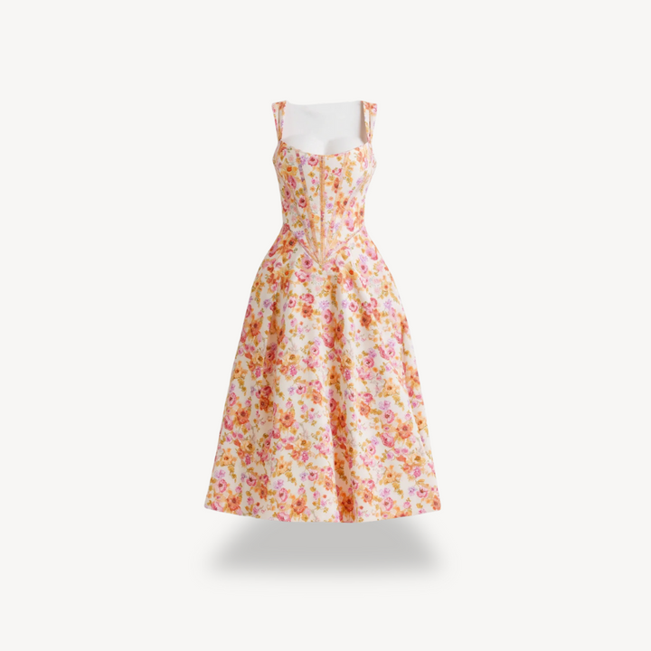 Women's Floral Print Midi Dress Cotton | Loravelle