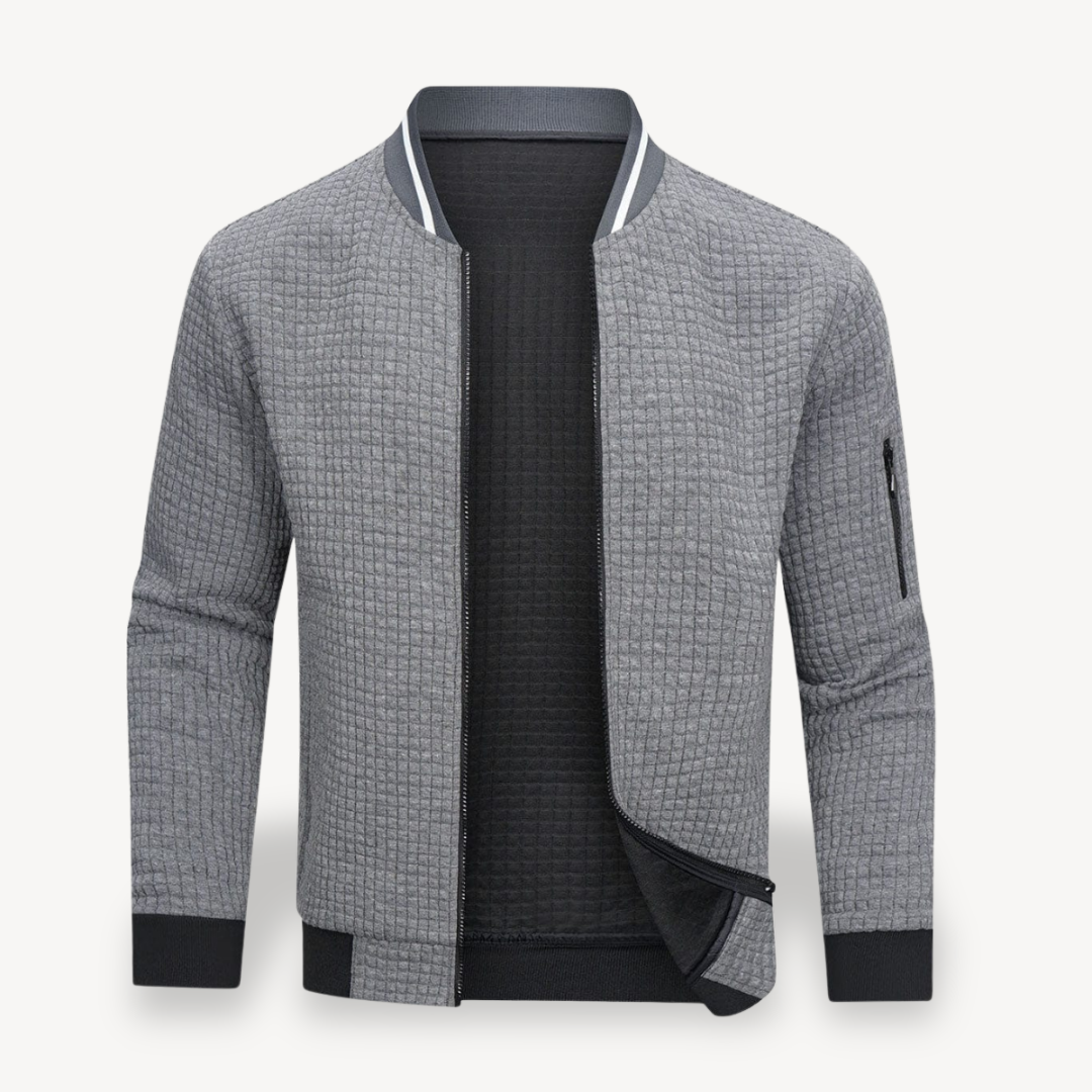 Men's Quilted Bomber Jacket with Zipper | Loravelle