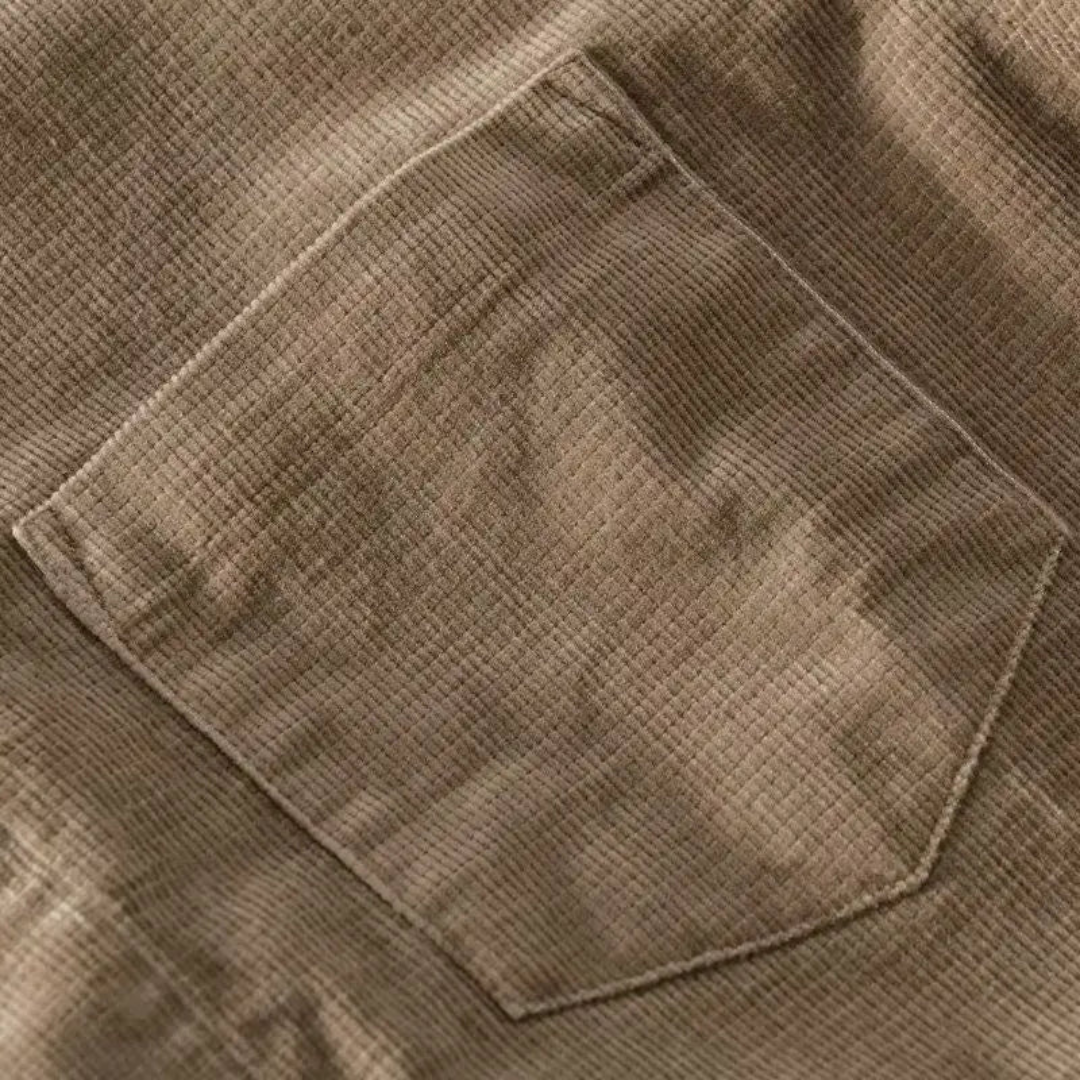 Corduroy Stand Collar Shirt for Men | Loravelle