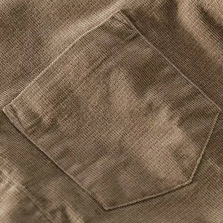 Corduroy Stand Collar Shirt for Men | Loravelle