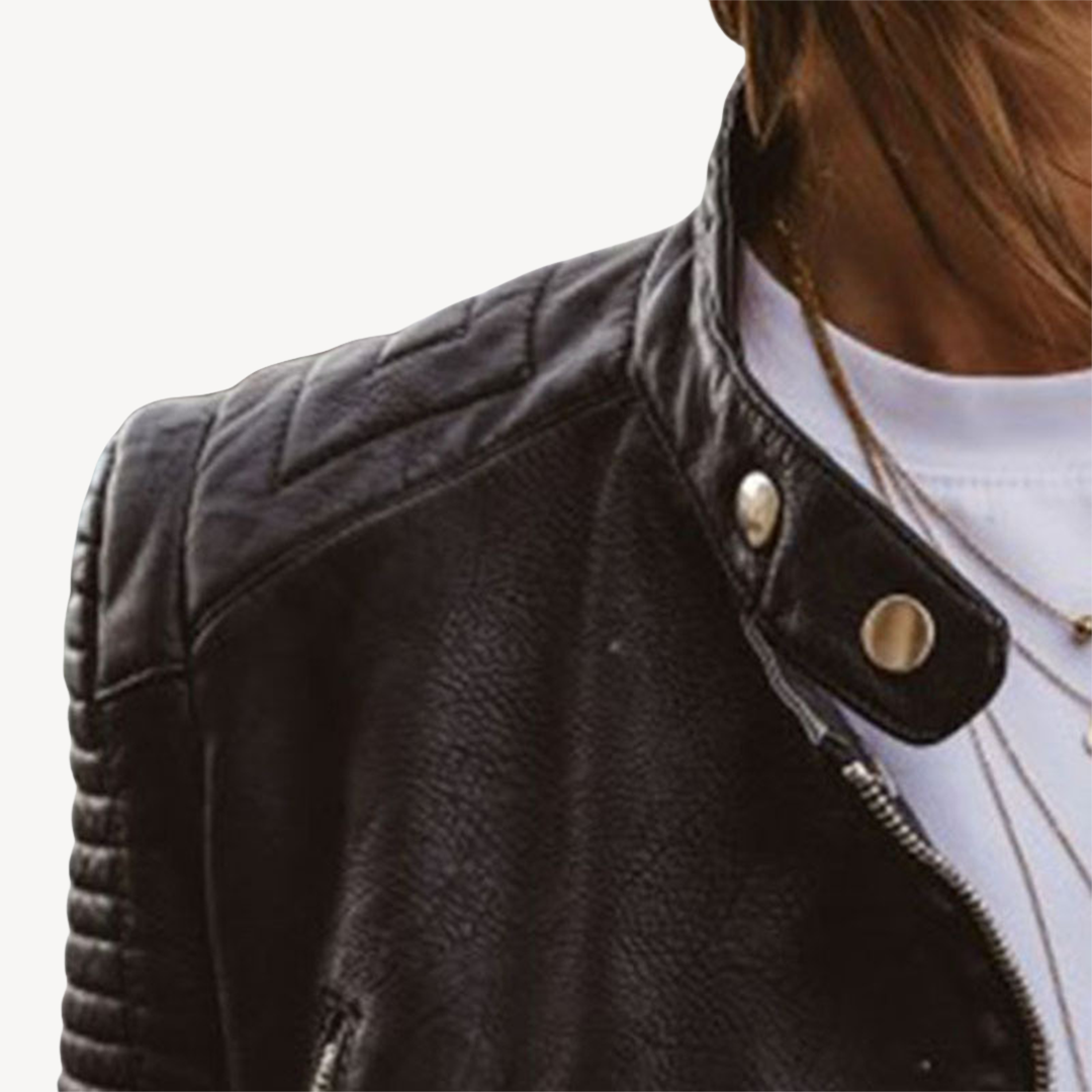 Black Leather Biker Jacket for Women | Loravelle
