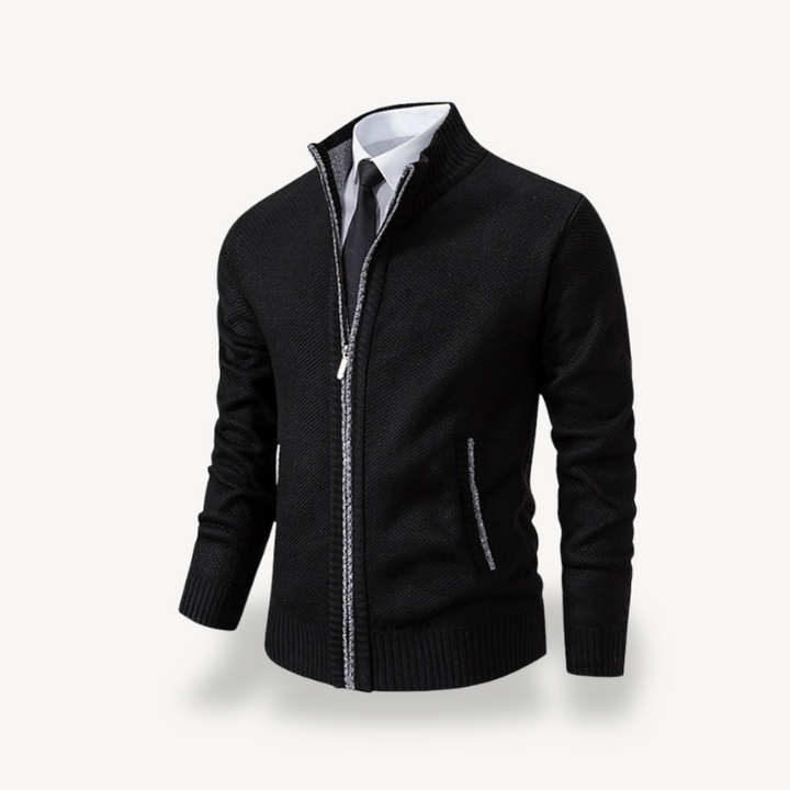 Men's Knit Zip Sweater with Collar | Loravelle