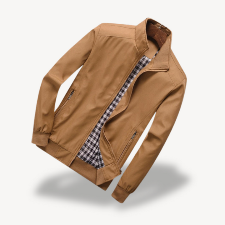 Men's Zip-Up Bomber Jacket with Check Lining | Loravelle