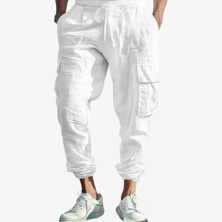 Linen Cargo Joggers Pants Men | Loravelle