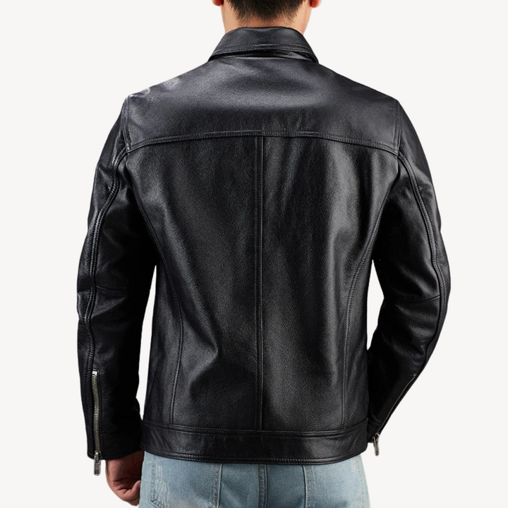 Men's Leather Jacket with Pockets | Loravelle