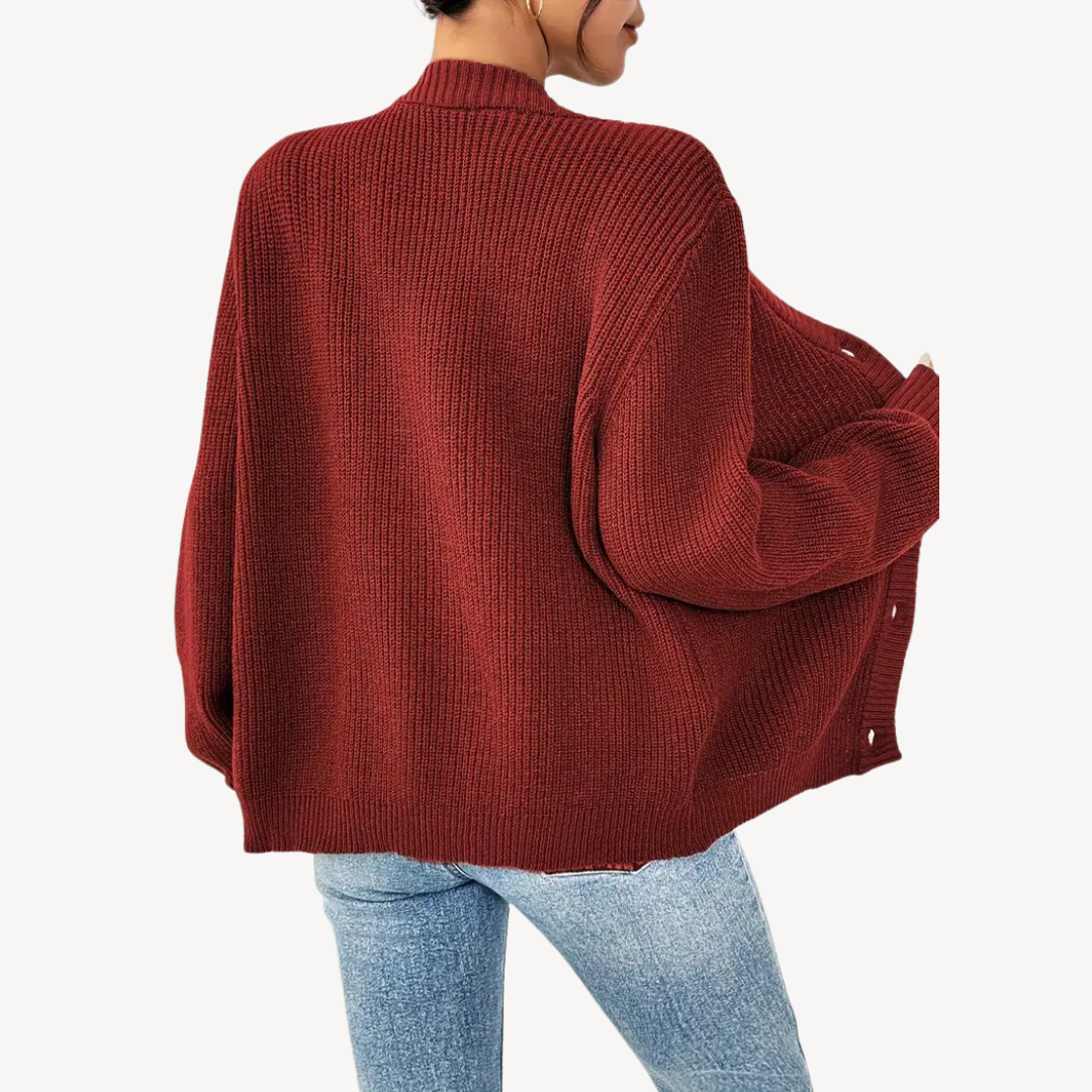 Women's V-Neck Drop Shoulder Cardigan Sweater | Loravelle