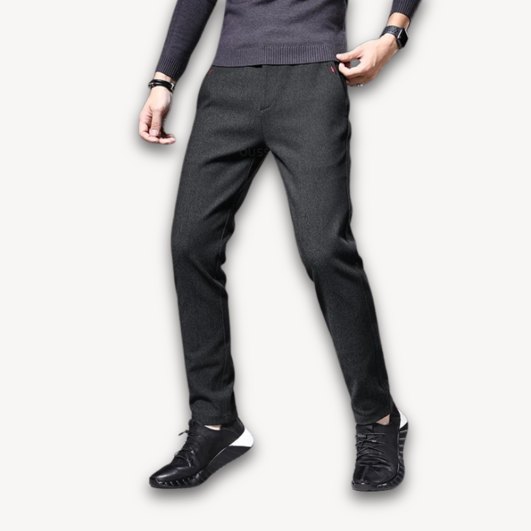 Loravelle | Men's Wool Blend Slim Fit Trousers - Casual Business Pants