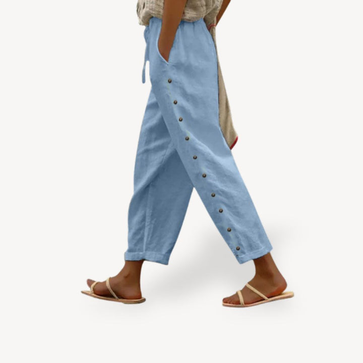 Women's Casual Button-Detail Trousers | Loravelle